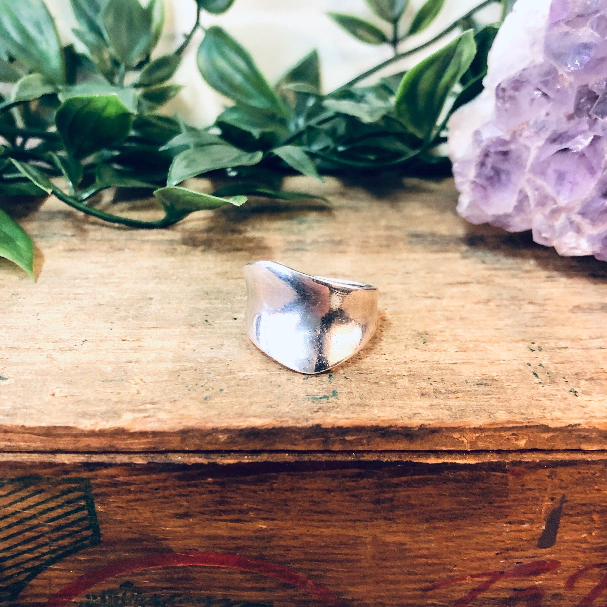 Vintage Silver Ring, Abstract Jewelry, Minimalist Ring, Vintage Jewelry, Silver Band Ring, Thick Band, Unique Jewelry, Chic Jewelry, 925