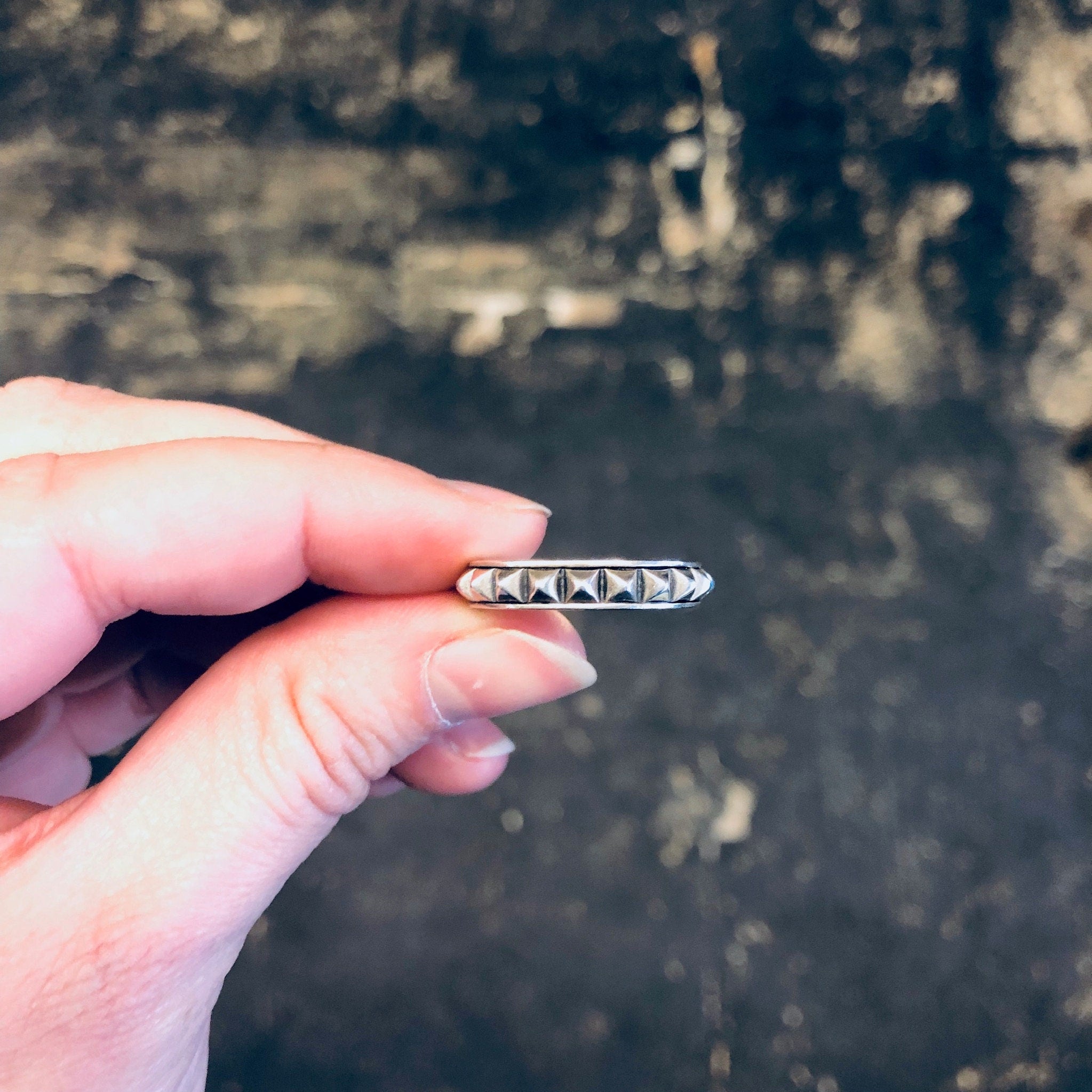 Vintage Silver Ring, Silver Band Ring, Thin Band Ring, Vintage Jewelry, Studded Ring, Stud Jewelry, 925 Band, Skinny Band, Wedding Band Ring