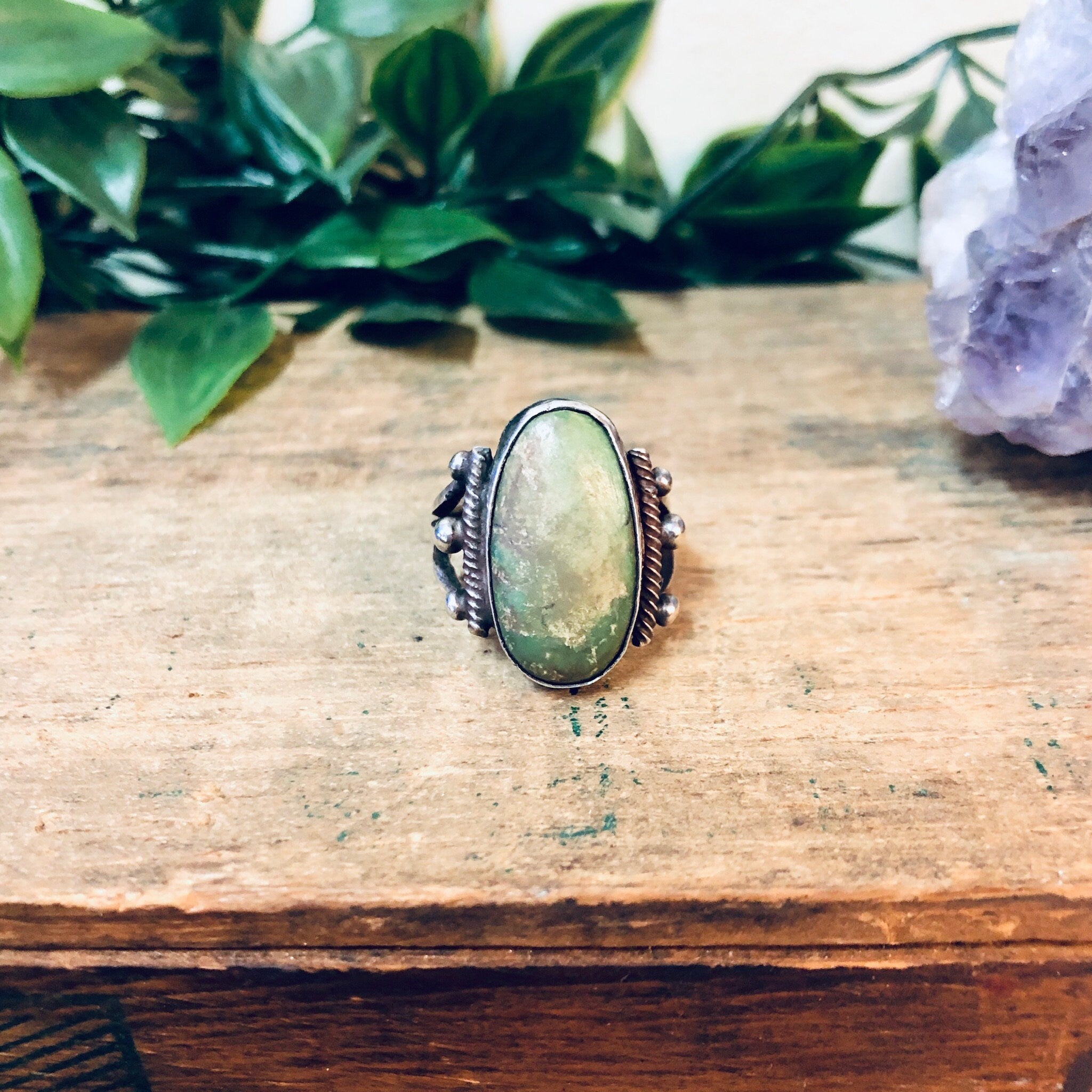 Vintage Silver Ring, Turquoise Ring, Southwestern Ring, Green Turquoise, Statement Jewelry, Vintage Jewelry, Bohemian Style, Boho Ring, 925