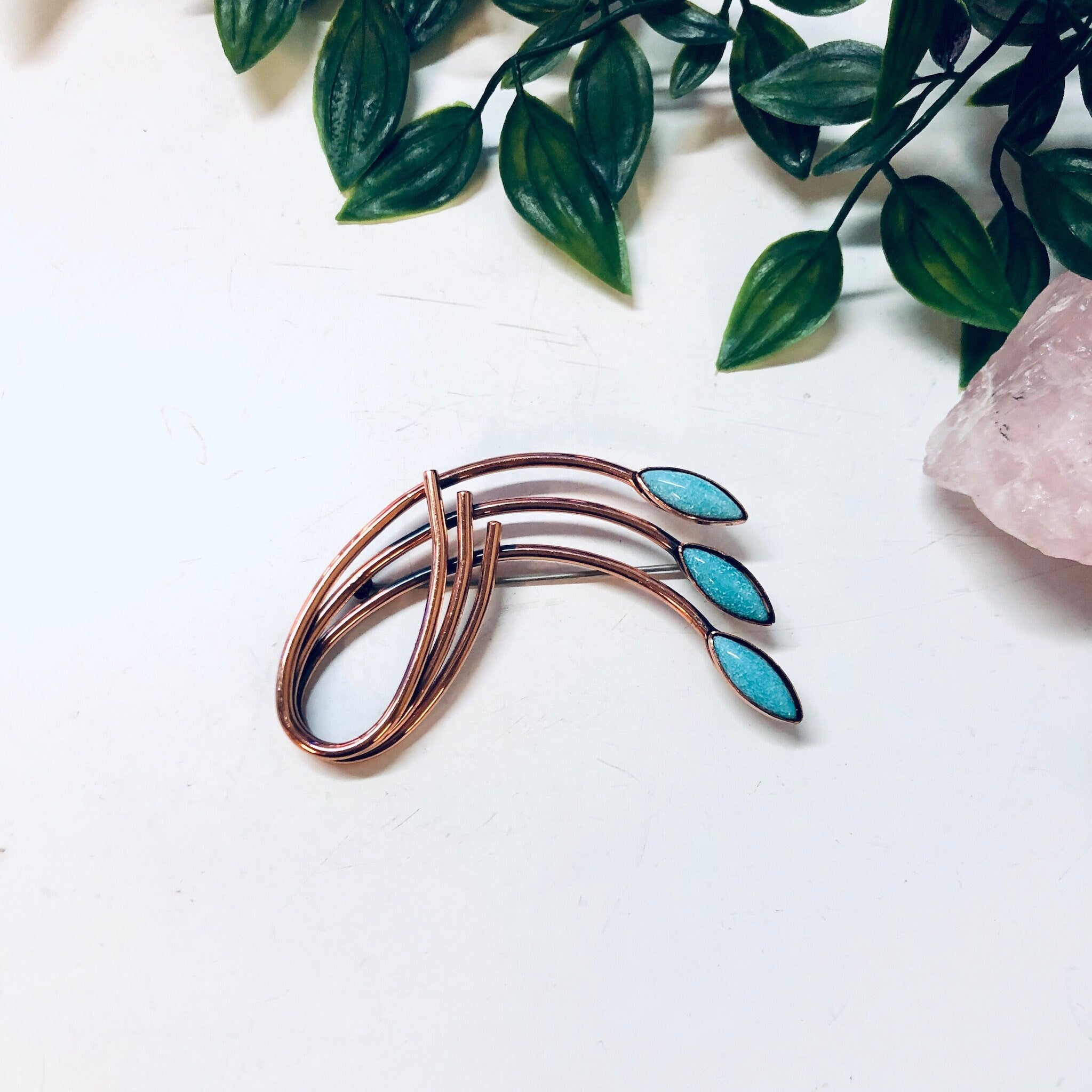 Vintage Brooch, Matisse Renoir Brooch, Vintage Pin, Copper Brooch, Blue Stones, Turquoise Brooch, Costume Jewelry, Blue and Copper, Unique
