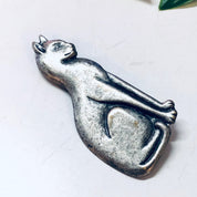 Vintage Brooch, Cat Pin, Cat Jewelry, Kitty Cat, Silver Toned Brooch, Vintage Pin, Vintage Jewelry, Animal Jewelry, Long Pin, Sitting Cat