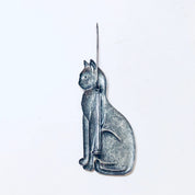 Vintage Brooch, Cat Pin, Cat Jewelry, Kitty Cat, Silver Toned Brooch, Vintage Pin, Vintage Jewelry, Animal Jewelry, Long Pin, Sitting Cat