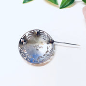 Vintage Silver Brooch, 18K Gold Pin, Vintage Pin, Vintage Jewelry, Made in Peru, Peruvian Jewelry, Round Brooch, 18K Yellow Gold, 925 Brooch
