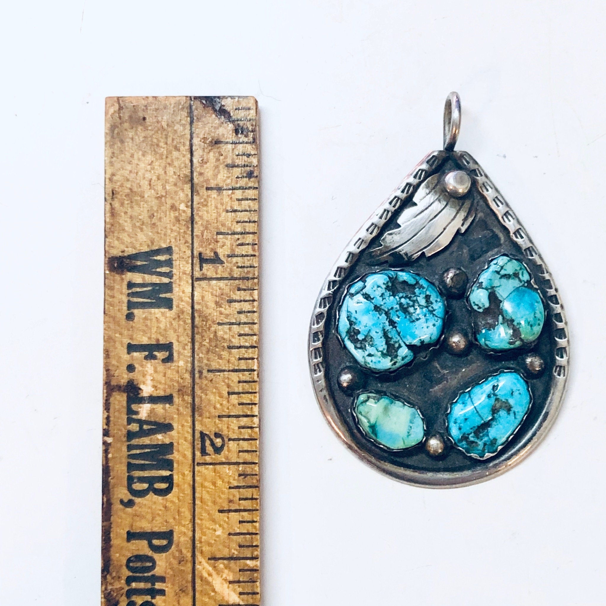Vintage Silver Pendant, Turquoise Pendant, Turquoise Jewelry, Southwestern Style, Boho Hippie Jewelry, Pendant Necklace, Blue Turquoise, 925