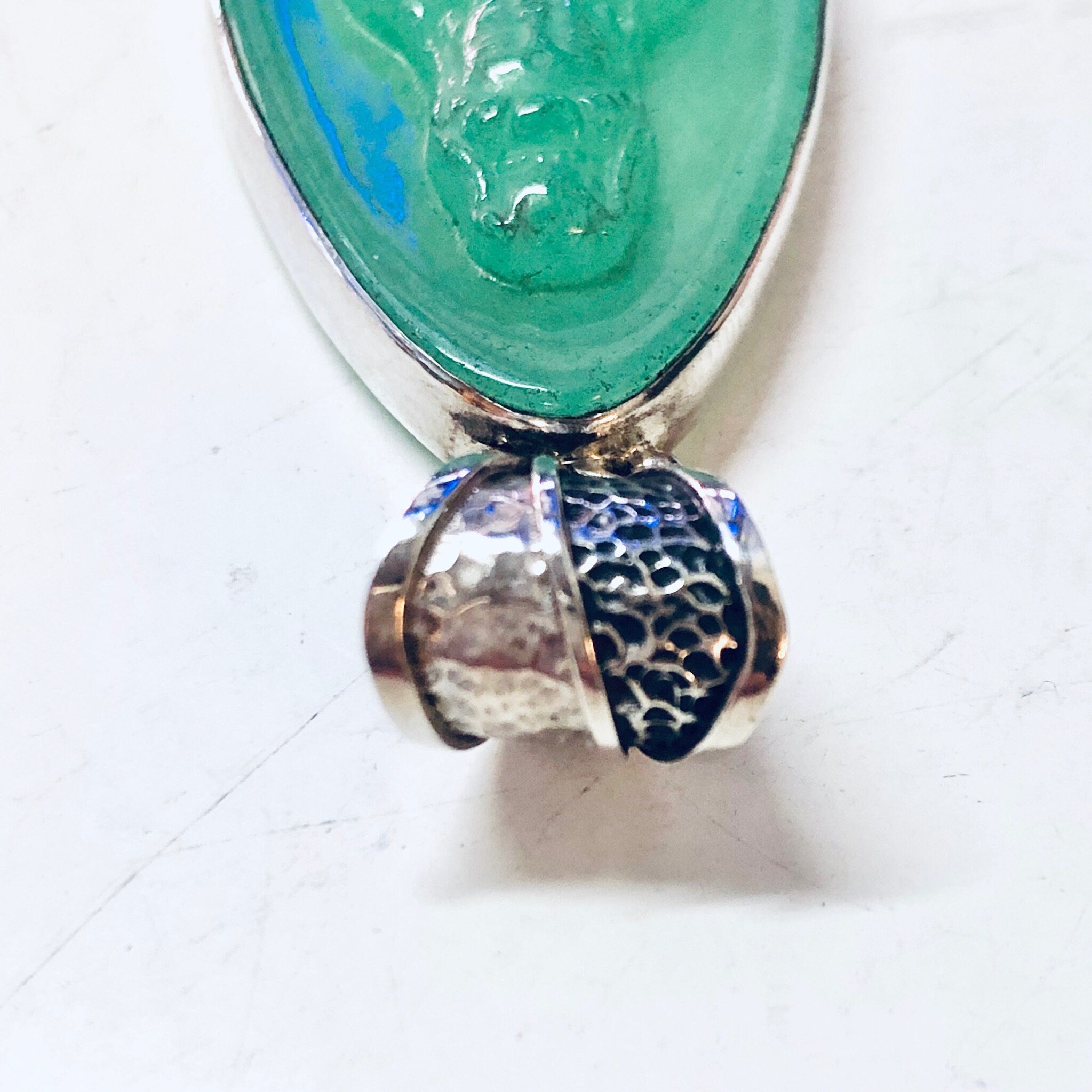 Vintage Pendant, Silver Pendant, Jade Pendant, Jade Buddha, Buddha Jewelry, Vintage Jewelry, Green Jade, Vintage Necklace, 925 Pendant,