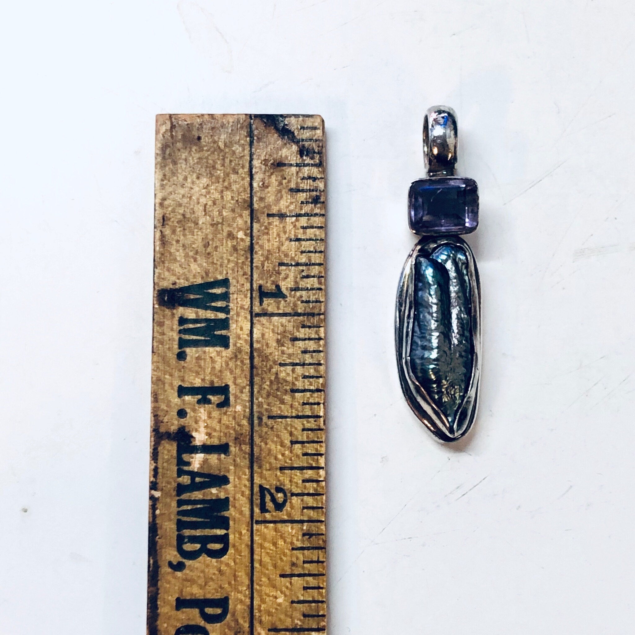 Vintage Pendant, Silver Pendant, Abalone Jewelry, Amethyst Pendant, Vintage Necklace, Purple gemstone, Blue Gemstone, Abalone Necklace, 925