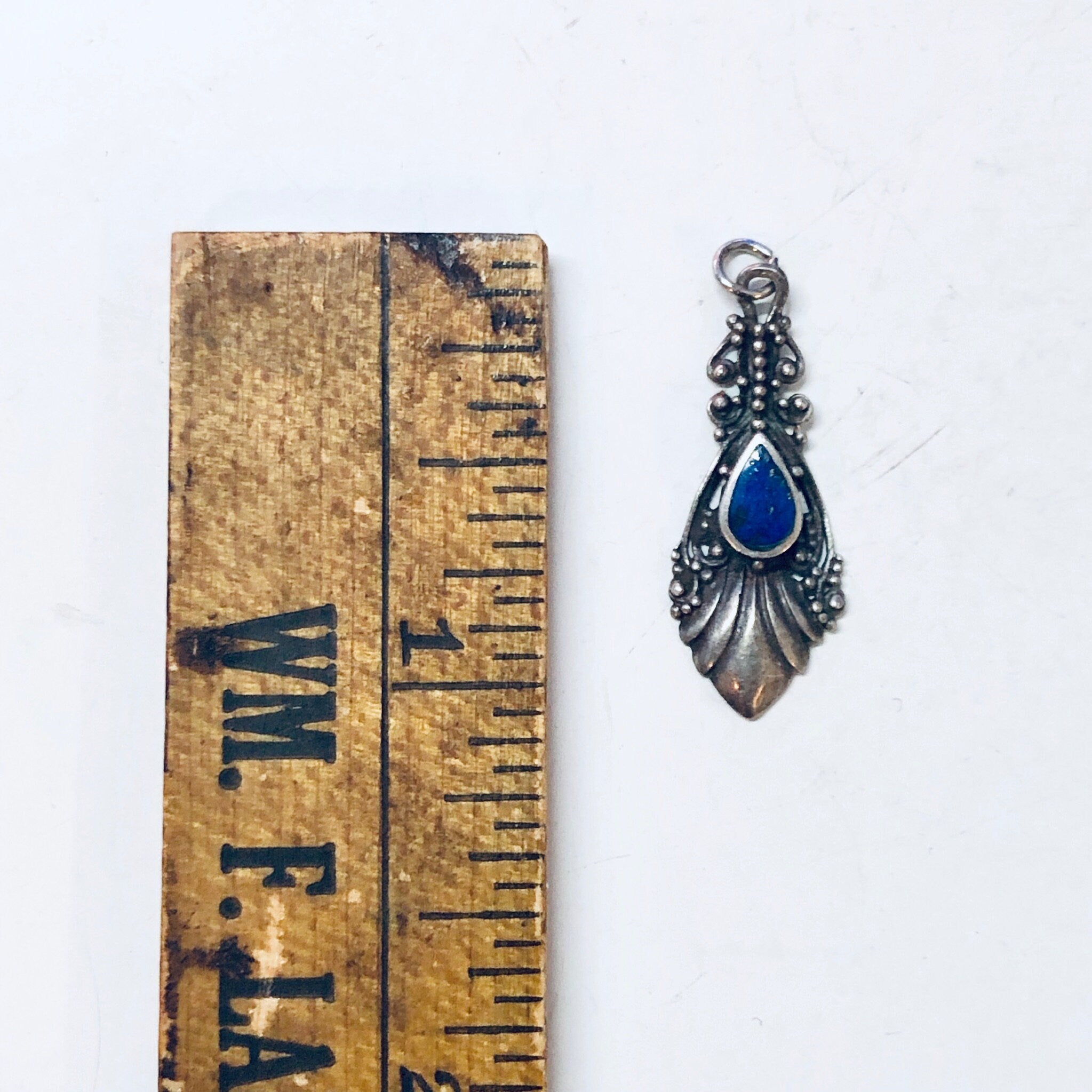 Vintage Silver Pendant, Small Pendant, Blue Lapis Jewelry, Lapis Lazuli, Blue and Silver, Lapis Jewelry, Vintage Jewelry, Vintage Necklace