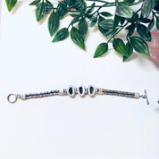 Vintage Bracelet, Silver Bracelet, Blue Opal, Opal Jewelry, Toggle Bracelet, Vintage Jewelry, Birthstone Jewelry, Anniversary Gift, 925 Opal