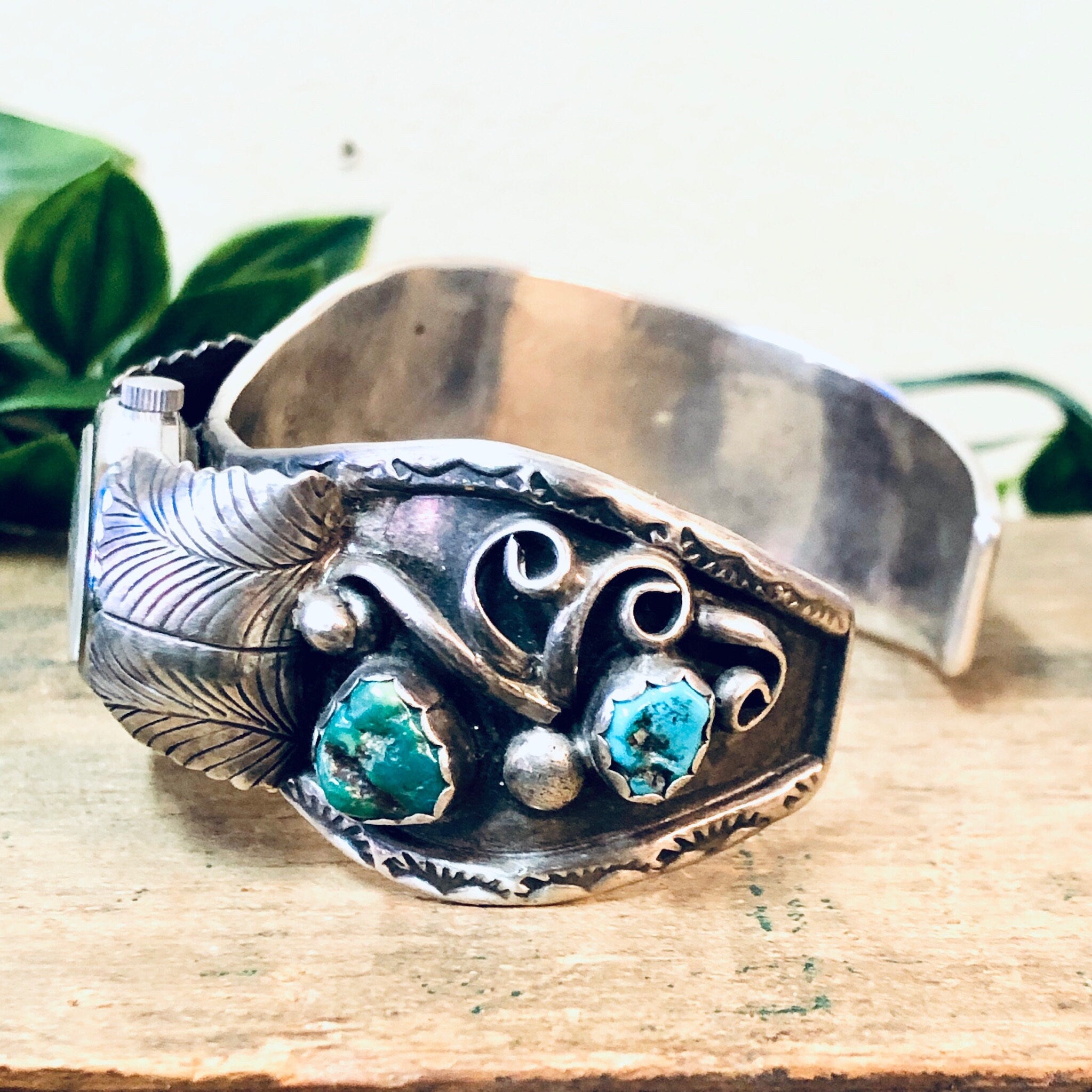 Vintage Cuff Watch, Timex Watch, Silver Cuff Watch, Turquoise Timex, Turquoise Jewelry, Watch Jewelry, Cuff Bracelet, Blue Turquoise, 925