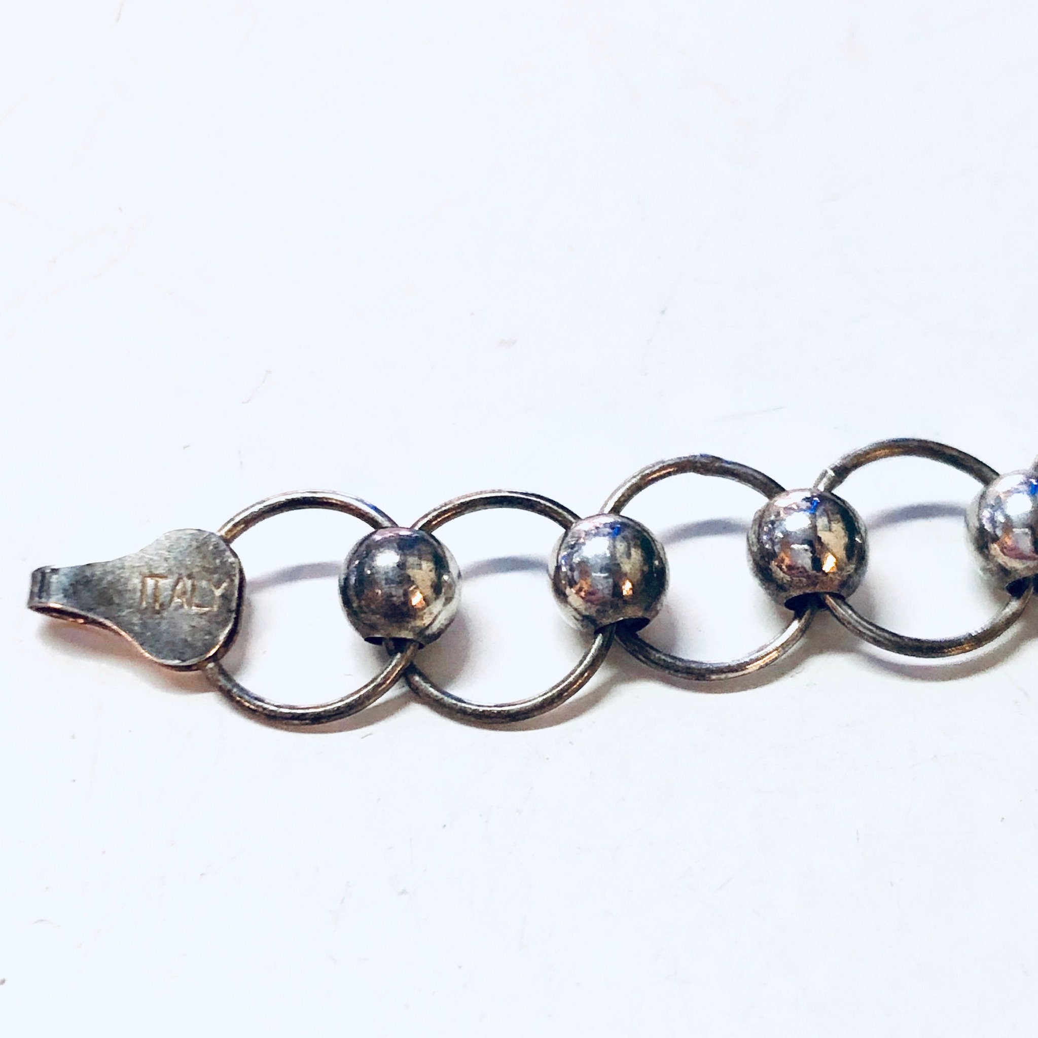 Vintage Bracelet, Silver Bracelet, Ball Bracelet, Link Bracelet, Chain Jewelry, Made in Italy, Italian Jewelry, 925 Bracelet, Simple Jewelry