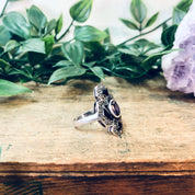 Vintage Silver Ring, Amethyst Ring, Black Onyx Ring, Marcasite Jewelry, Vintage Jewelry, Statement Jewelry, Purple Jewelry, Black, Silver