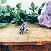 Vintage Silver Ring, Amethyst Ring, Black Onyx Ring, Marcasite Jewelry, Vintage Jewelry, Statement Jewelry, Purple Jewelry, Black, Silver