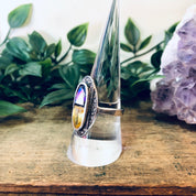 Vintage Silver Ring, Vintage Jewelry, Purple Gemstone, Yellow Gemstone, Marcasite Jewelry, Unique Ring, Statement Jewelry, Oval Shaped Ring
