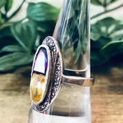 Vintage Silver Ring, Vintage Jewelry, Purple Gemstone, Yellow Gemstone, Marcasite Jewelry, Unique Ring, Statement Jewelry, Oval Shaped Ring