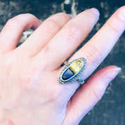Vintage Silver Ring, Vintage Jewelry, Purple Gemstone, Yellow Gemstone, Marcasite Jewelry, Unique Ring, Statement Jewelry, Oval Shaped Ring