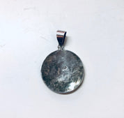 Vintage Silver Pendant, Inlaid Stones, Natural Stones, Pendant Necklace, Vintage Necklace, Round Pendant, Blue Lapis, Malachite Jewelry,