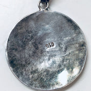Vintage Silver Pendant, Inlaid Stones, Natural Stones, Pendant Necklace, Vintage Necklace, Round Pendant, Blue Lapis, Malachite Jewelry,