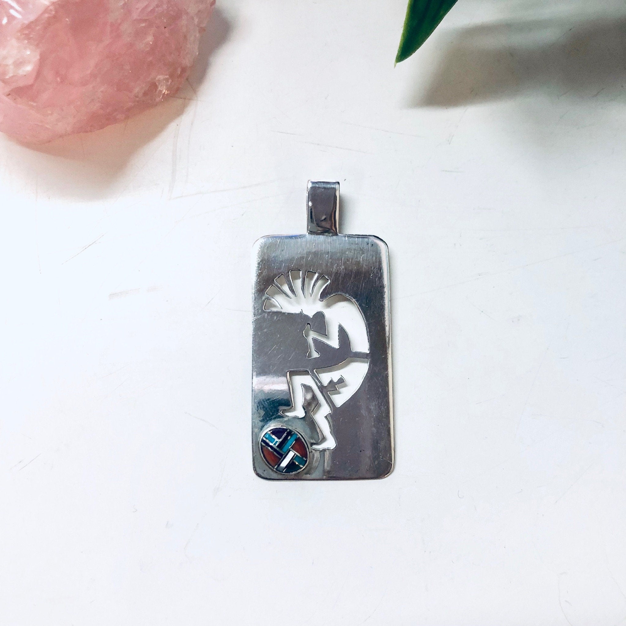 Vintage Silver Pendant, Inlaid Stone Pendant, Vintage Jewelry, Cut Out Jewelry, Malachite Jewelry, Turquoise Stone, Coral Jewelry, Blue