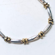 Vintage Silver Bracelet, Link Bracelet, Beaded Bracelet, Silver Beads, Gold Accents, Vintage Jewelry, Toggle Bracelet, Unique Jewelry, 925
