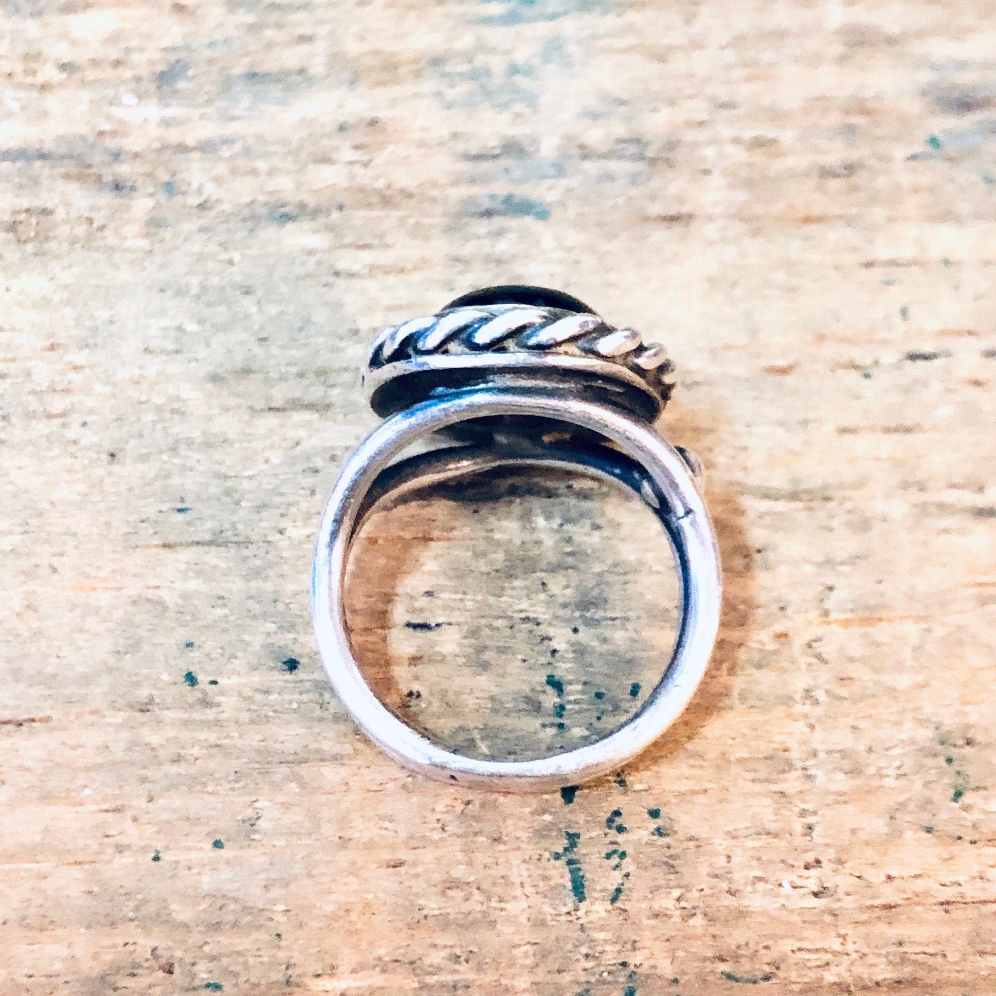 Vintage Silver Ring, Rope Ring, Simple Jewelry, Unique Jewelry, Vintage Jewelry, Tigers Eye, Green Tigers Eye, Small Ring, 925 Ring, Oval