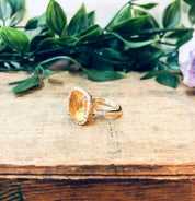 Vintage Gold Ring, Diamond Ring, Yellow Topaz Ring, 18K Gold Ring, Yellow Gold Ring, Vintage Jewelry, Diamond Jewelry, Engagement Ring, Gold