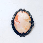 Vintage Cameo, Cameo Brooch, Vintage Brooch, Silver Brooch, Orange Cameo, Victorian Jewelry, Vintage Pin, Vintage Jewelry, Unique Jewelry