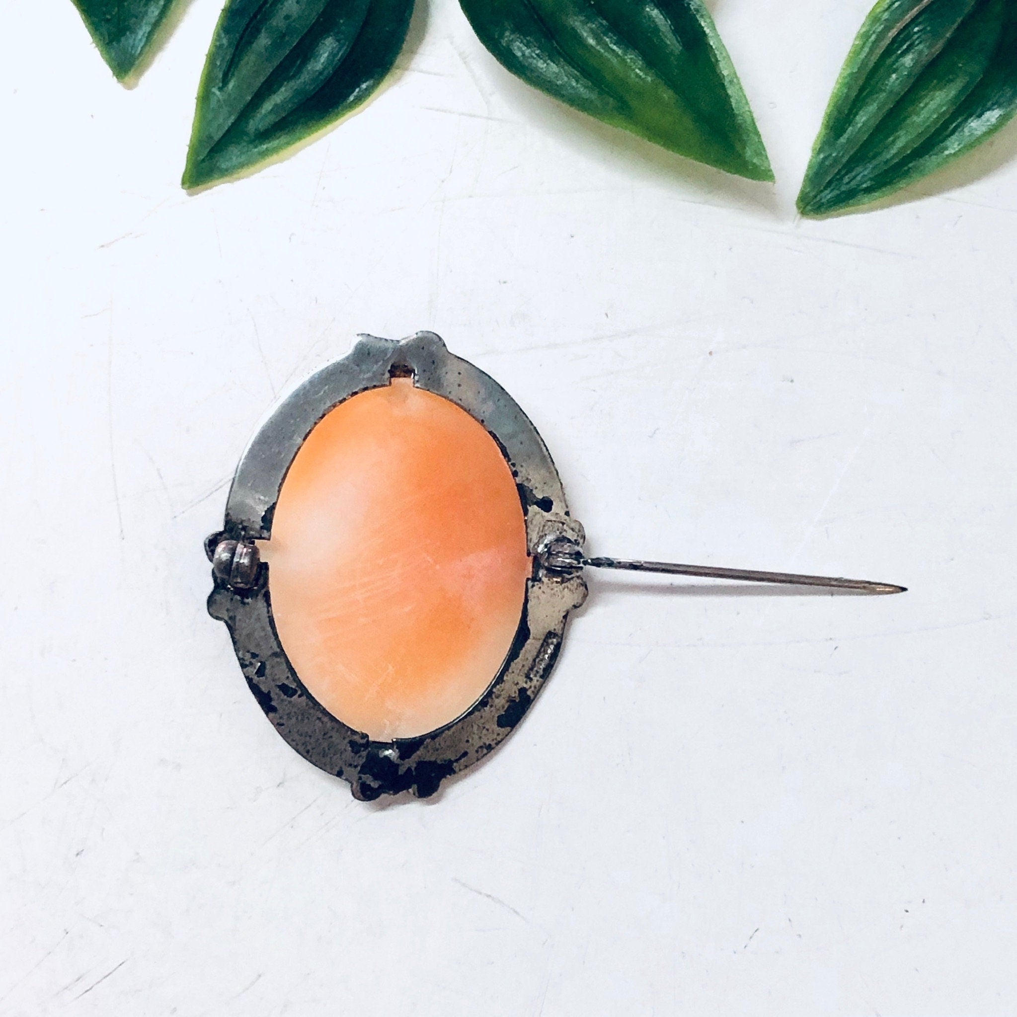 Vintage Cameo, Cameo Brooch, Vintage Brooch, Silver Brooch, Orange Cameo, Victorian Jewelry, Vintage Pin, Vintage Jewelry, Unique Jewelry