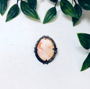 Vintage Cameo, Cameo Brooch, Vintage Brooch, Silver Brooch, Orange Cameo, Victorian Jewelry, Vintage Pin, Vintage Jewelry, Unique Jewelry