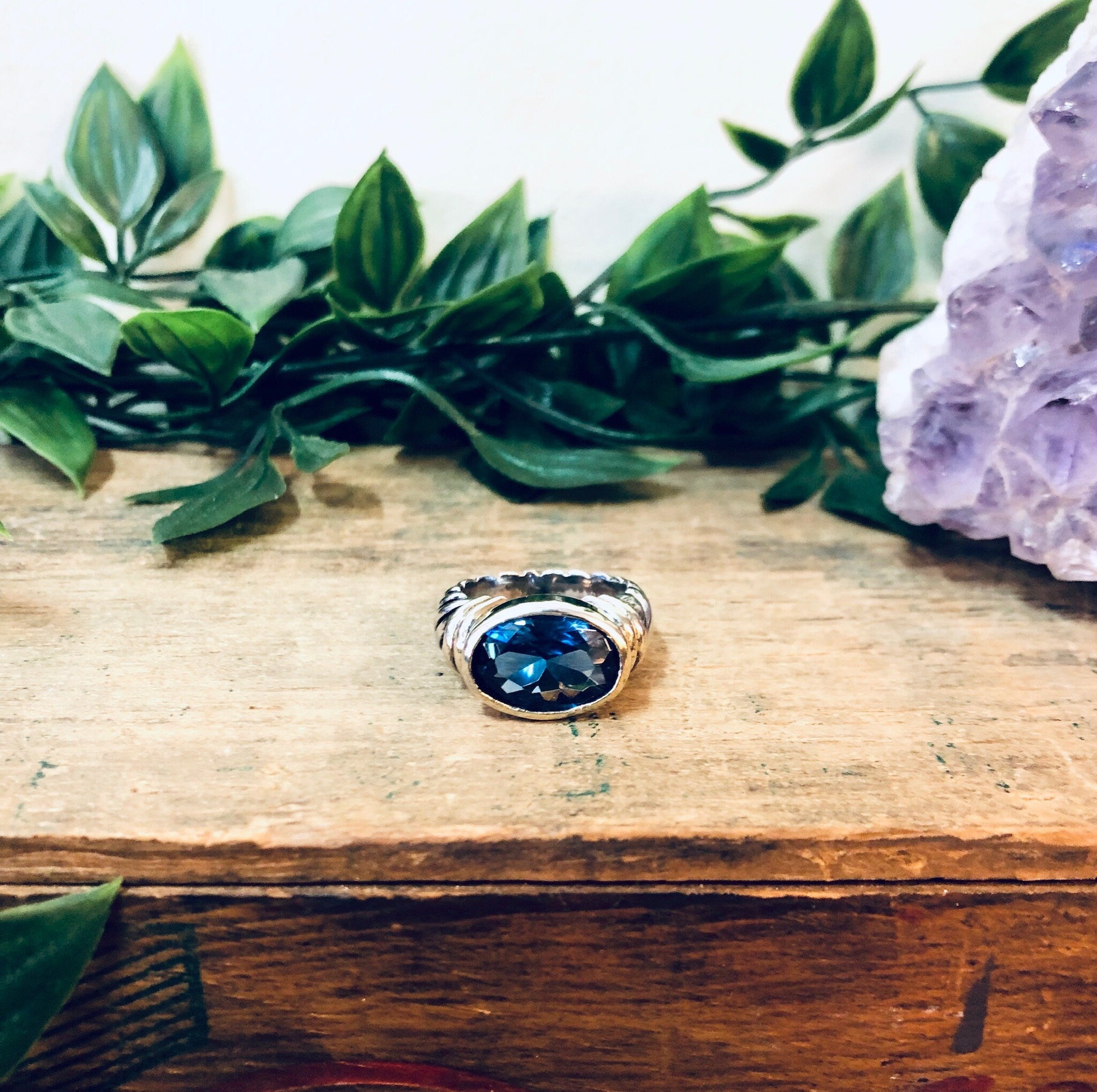 Vintage Silver Ring, Blue Gemstone, Blue Jewelry, Blue and Silver, Statement Jewelry, Sparkly Ring, Unique Jewelry, Vintage Jewelry, 925