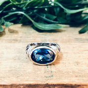 Vintage Silver Ring, Blue Gemstone, Blue Jewelry, Blue and Silver, Statement Jewelry, Sparkly Ring, Unique Jewelry, Vintage Jewelry, 925