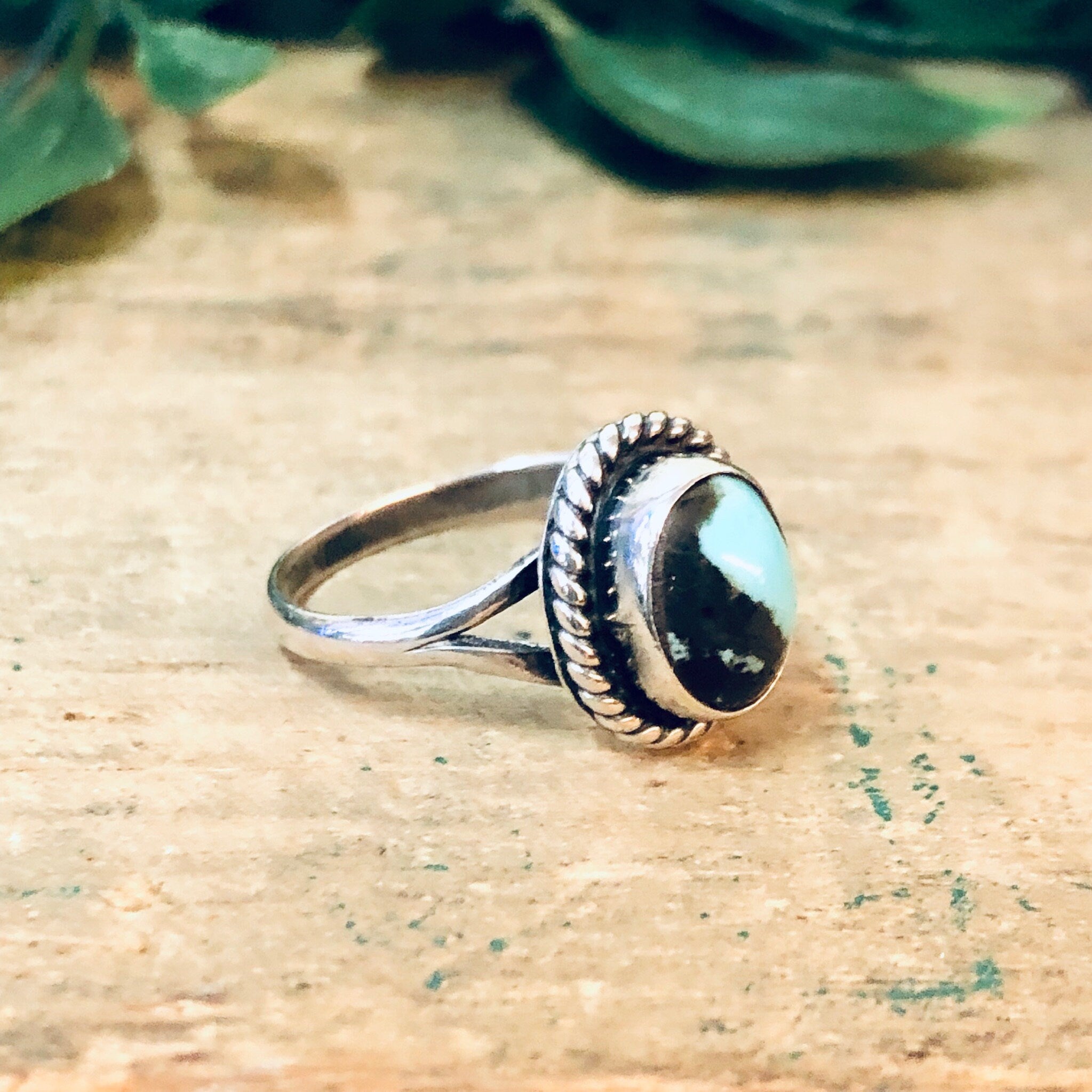 Vintage Silver Ring, Blue Stone, Brown Stone, Cabochon Ring, Simple Jewelry, Southwestern Ring, Vintage Jewelry, Unique Gemstone, 925 Ring