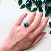 Vintage Silver Ring, Blue Stone, Brown Stone, Cabochon Ring, Simple Jewelry, Southwestern Ring, Vintage Jewelry, Unique Gemstone, 925 Ring