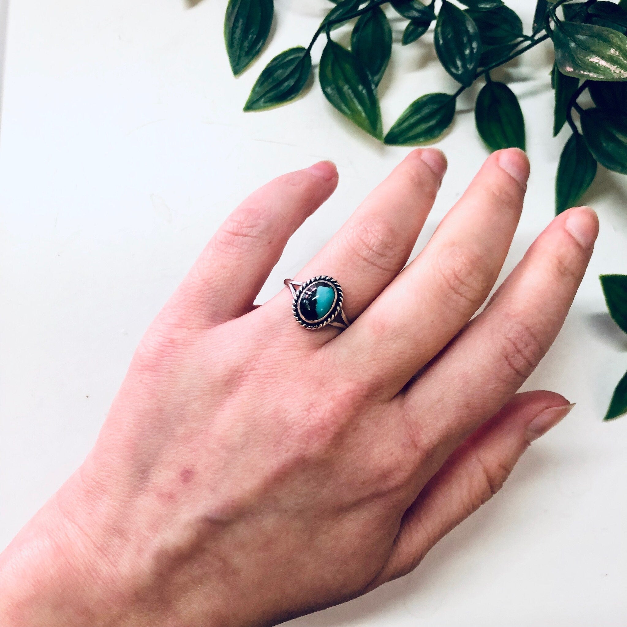 Vintage Silver Ring, Blue Stone, Brown Stone, Cabochon Ring, Simple Jewelry, Southwestern Ring, Vintage Jewelry, Unique Gemstone, 925 Ring