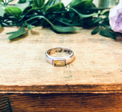 Vintage Silver Ring, Citrine Ring, Band Ring, Simple Jewelry, Birthstone Ring, Vintage Jewelry, Silver and Yellow, Thin Band, Stacking Ring