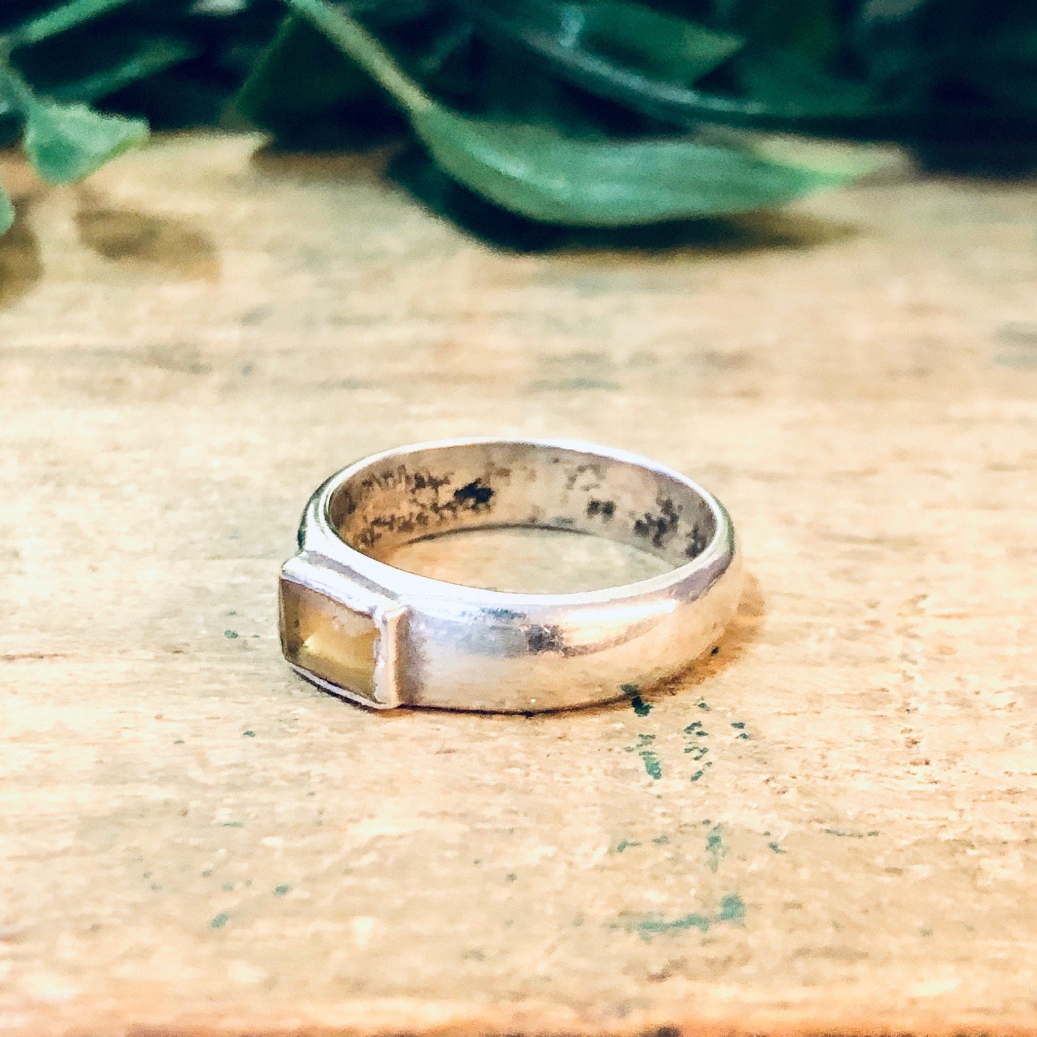 Vintage Silver Ring, Citrine Ring, Band Ring, Simple Jewelry, Birthstone Ring, Vintage Jewelry, Silver and Yellow, Thin Band, Stacking Ring