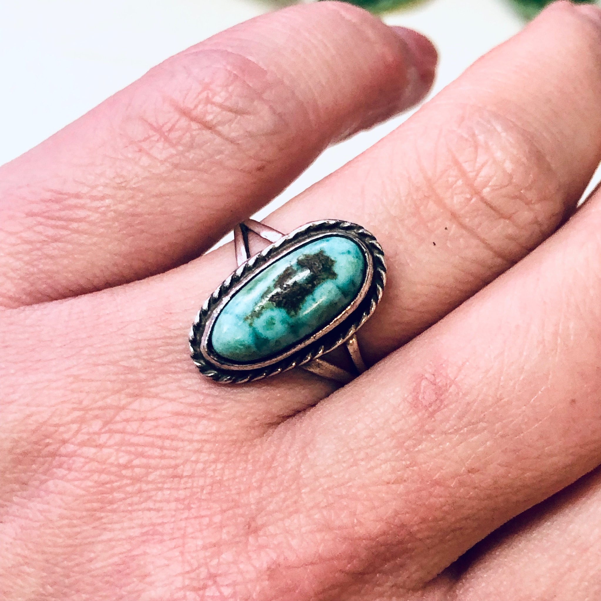 Vintage Silver Ring, Turquoise Ring, Turquoise Jewelry, Southwestern Style, Boho Style, Bohemian Ring, Hippie Jewelry, Vintage Jewelry, 925