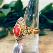 Vintage Gold Ring, Red Stone, Gold Jewelry, 14K Gold, 14 Karat Gold, Yellow Gold Ring, Gold and Red, Statement Ring, Vintage Jewelry, Gold