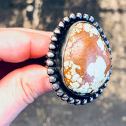 Large Vintage Ring, Southwestern Ring, Turquoise Ring, Large Turquoise Stone, Extra Large Ring, Blue and Brown, Light Blue Ring, Boho Style