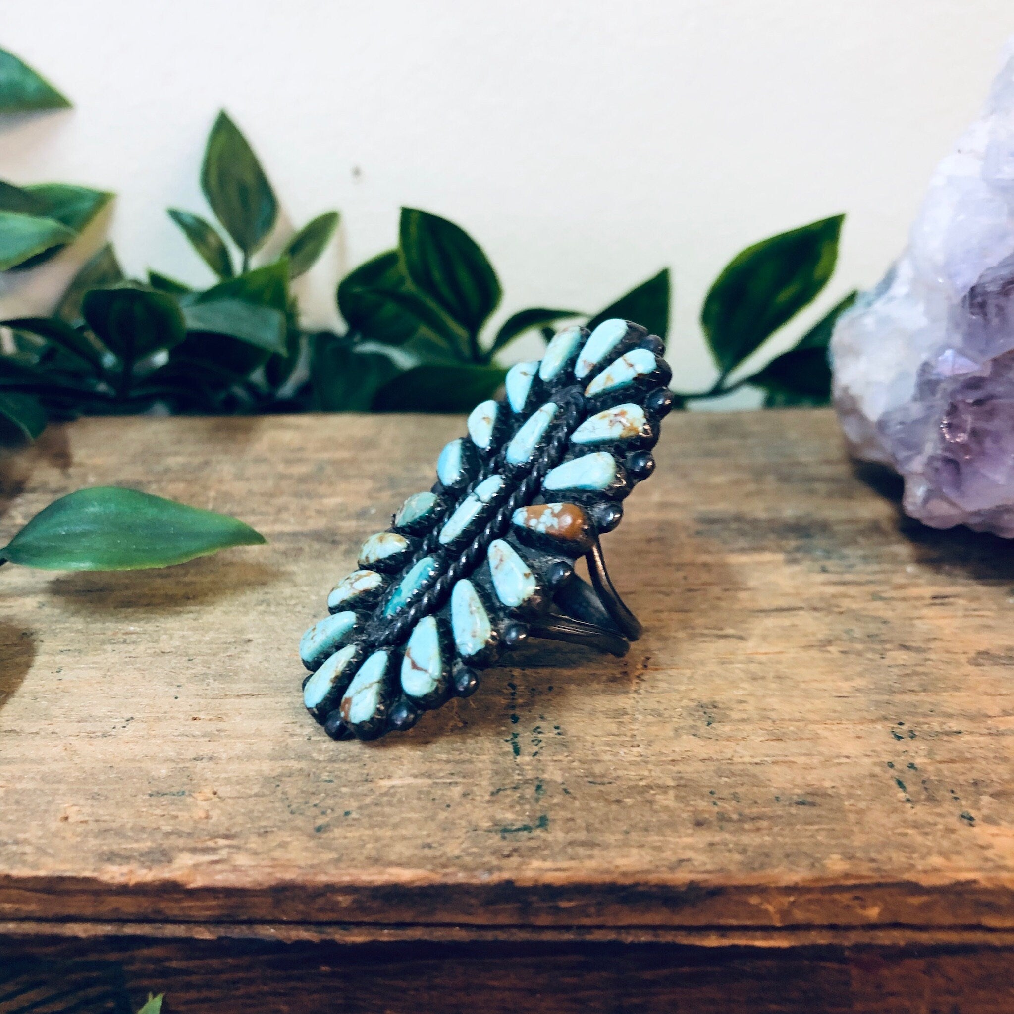 Southwestern Ring, Turquoise Ring, Blue Jewelry, Southwestern Style, Statement Jewelry, Long Ring, Blue and Silver, Vintage Silver Ring, 925