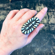Southwestern Ring, Turquoise Ring, Blue Jewelry, Southwestern Style, Statement Jewelry, Long Ring, Blue and Silver, Vintage Silver Ring, 925
