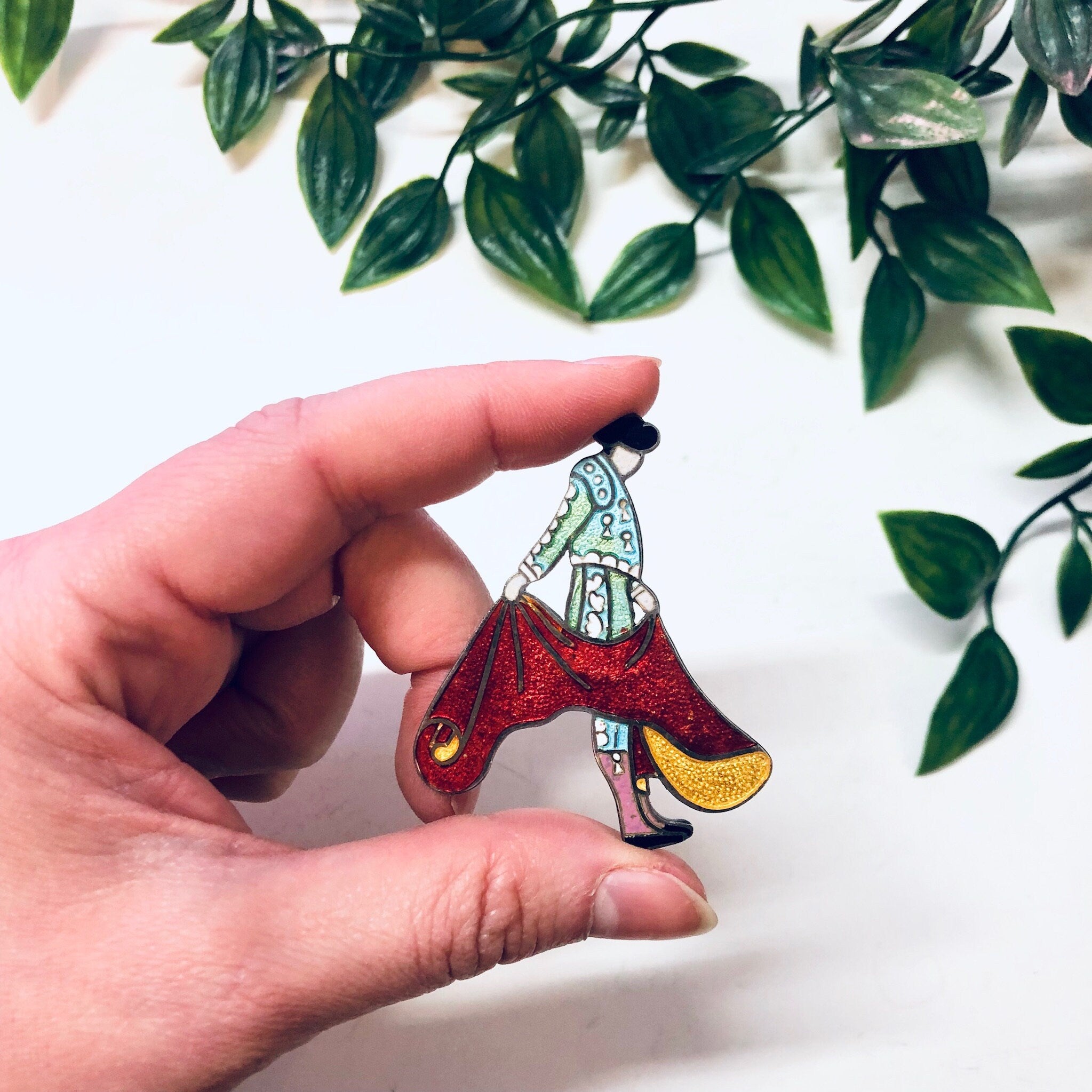 Margot de Taxco Brooch, Enamel Brooch, Matador Pin, Vintage Brooch, Taxco Jewelry, Vintage Jewelry, Enamel Pin, Designer Taxco, 925 Brooch