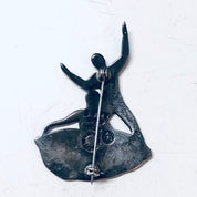 Margot de Taxco Pin, Vintage Brooch, Enamel Taxco, Vintage Jewelry, Signed Taxco, Ballroom Dancing, Dancing Brooch, Yellow Pin, Black Pin