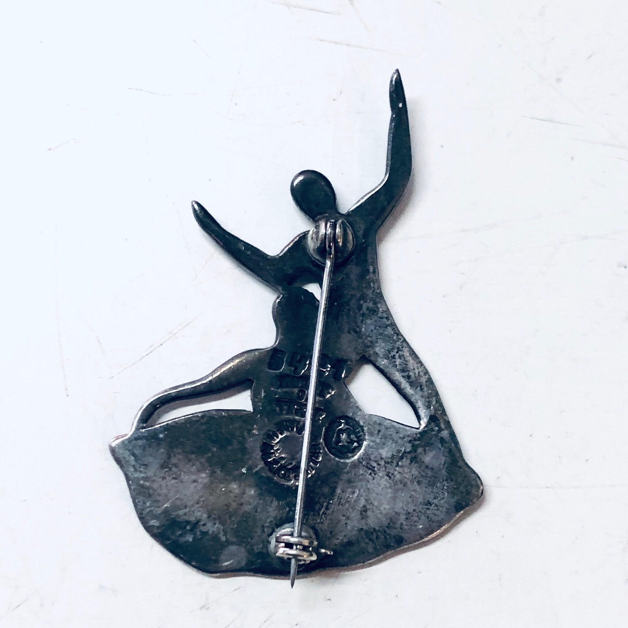 Margot de Taxco Pin, Vintage Brooch, Enamel Taxco, Vintage Jewelry, Signed Taxco, Ballroom Dancing, Dancing Brooch, Yellow Pin, Black Pin