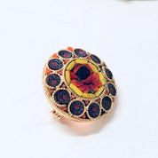 Vintage Millefiori Pin, Vintage Brooch, Small Pin, Round Pin, Vintage Jewelry, Mosaic Jewelry, Yellow, Flower Pin, Blue, Red, Roses, Brooch