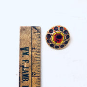 Vintage Millefiori Pin, Vintage Brooch, Small Pin, Round Pin, Vintage Jewelry, Mosaic Jewelry, Yellow, Flower Pin, Blue, Red, Roses, Brooch