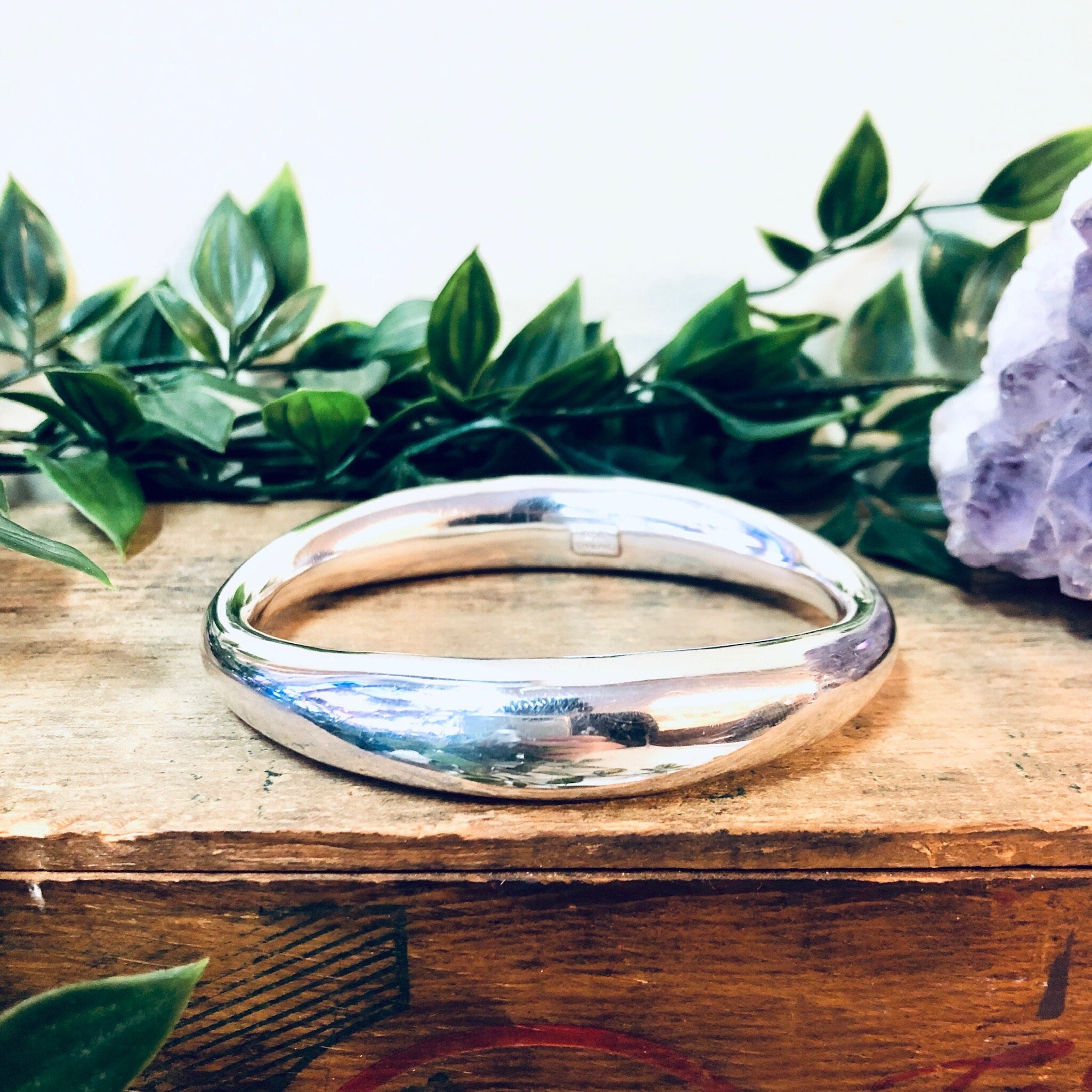 Vintage Silver Bracelet, Bangle Bracelet, Hollow Silver Bracelet, Vintage Jewelry, Made in Thailand, Statement Jewelry, Silver Bangle, 925