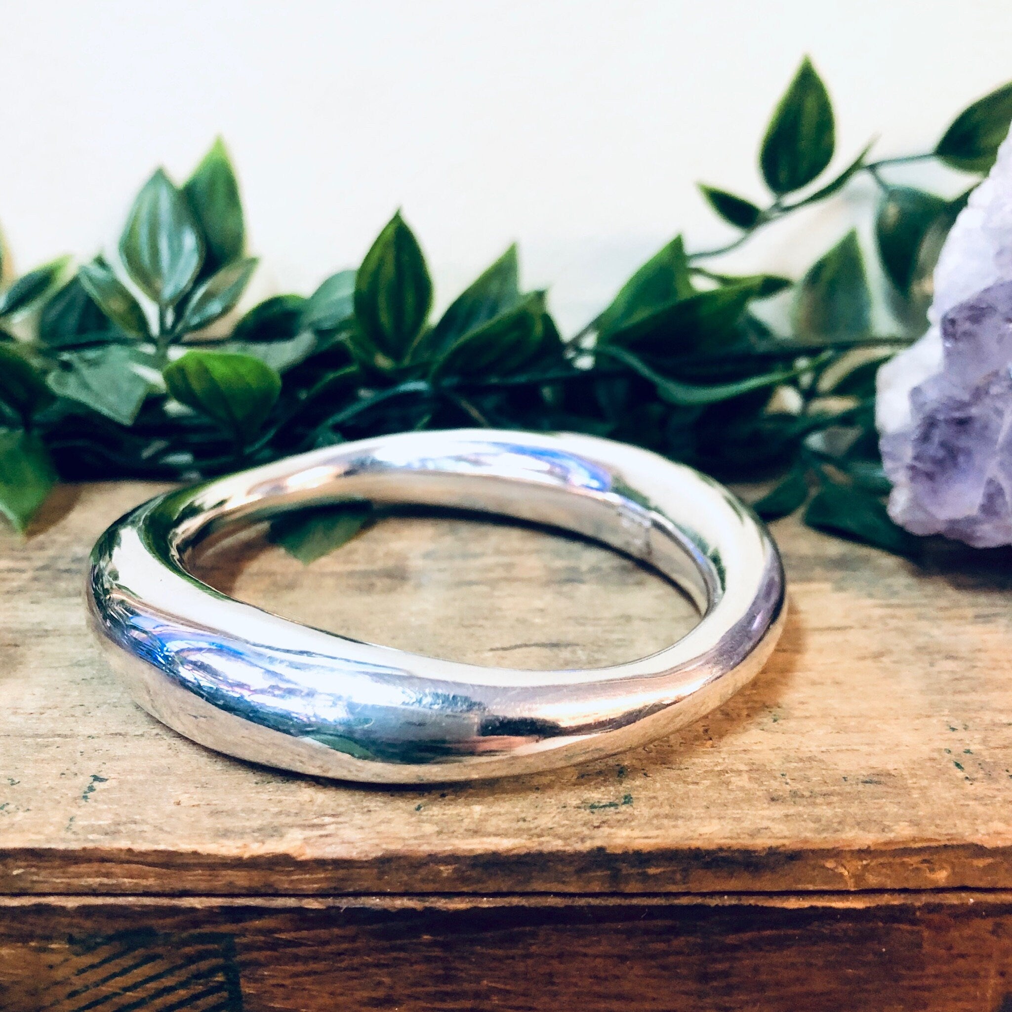 Vintage Silver Bracelet, Bangle Bracelet, Hollow Silver Bracelet, Vintage Jewelry, Made in Thailand, Statement Jewelry, Silver Bangle, 925