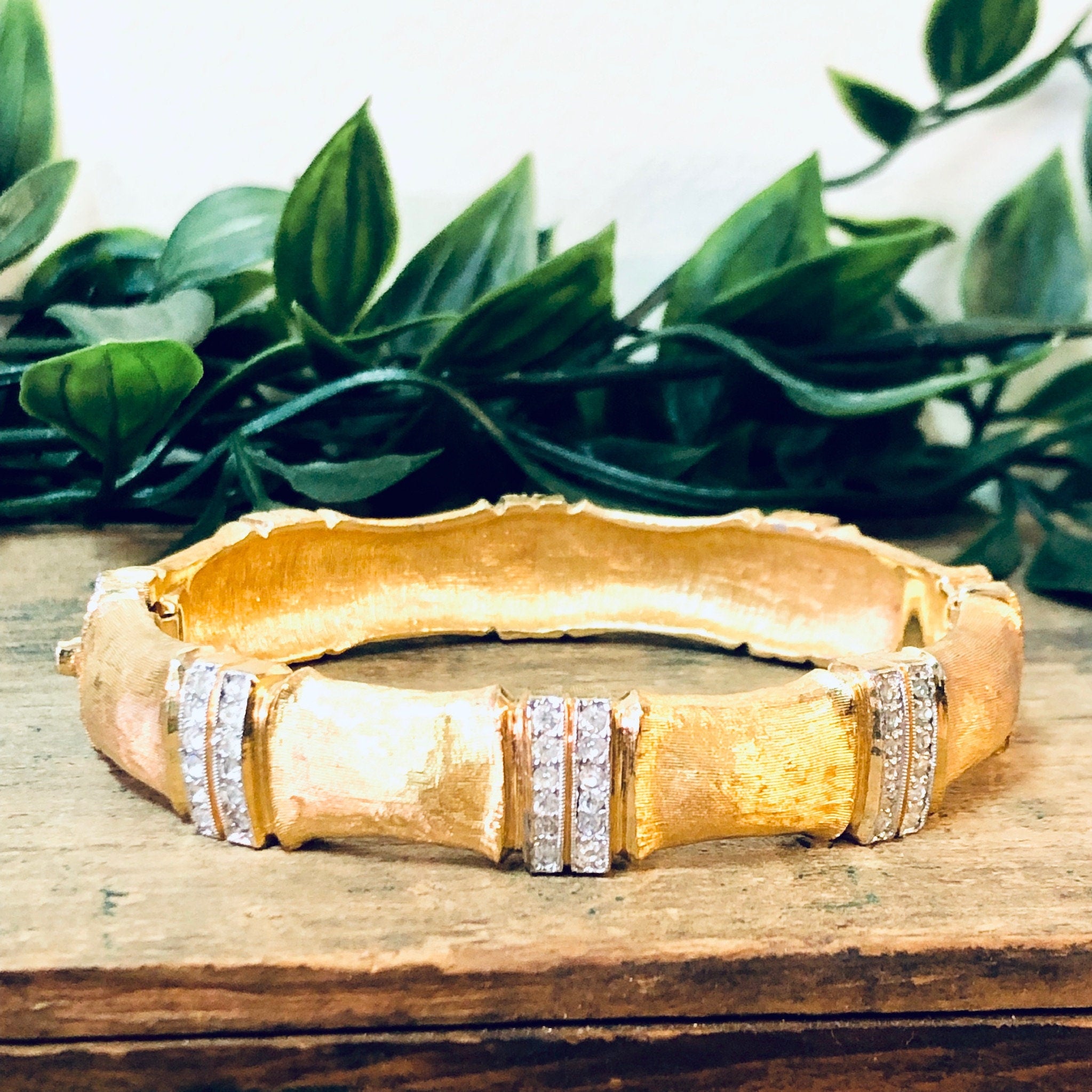 Vintage Bracelet, Gold Toned Bracelet, Joseph Mazer Bracelet, Joseph Mazer Jewelry, Vintage Jewelry, Rhinestone Bracelet, Bangle Bracelet