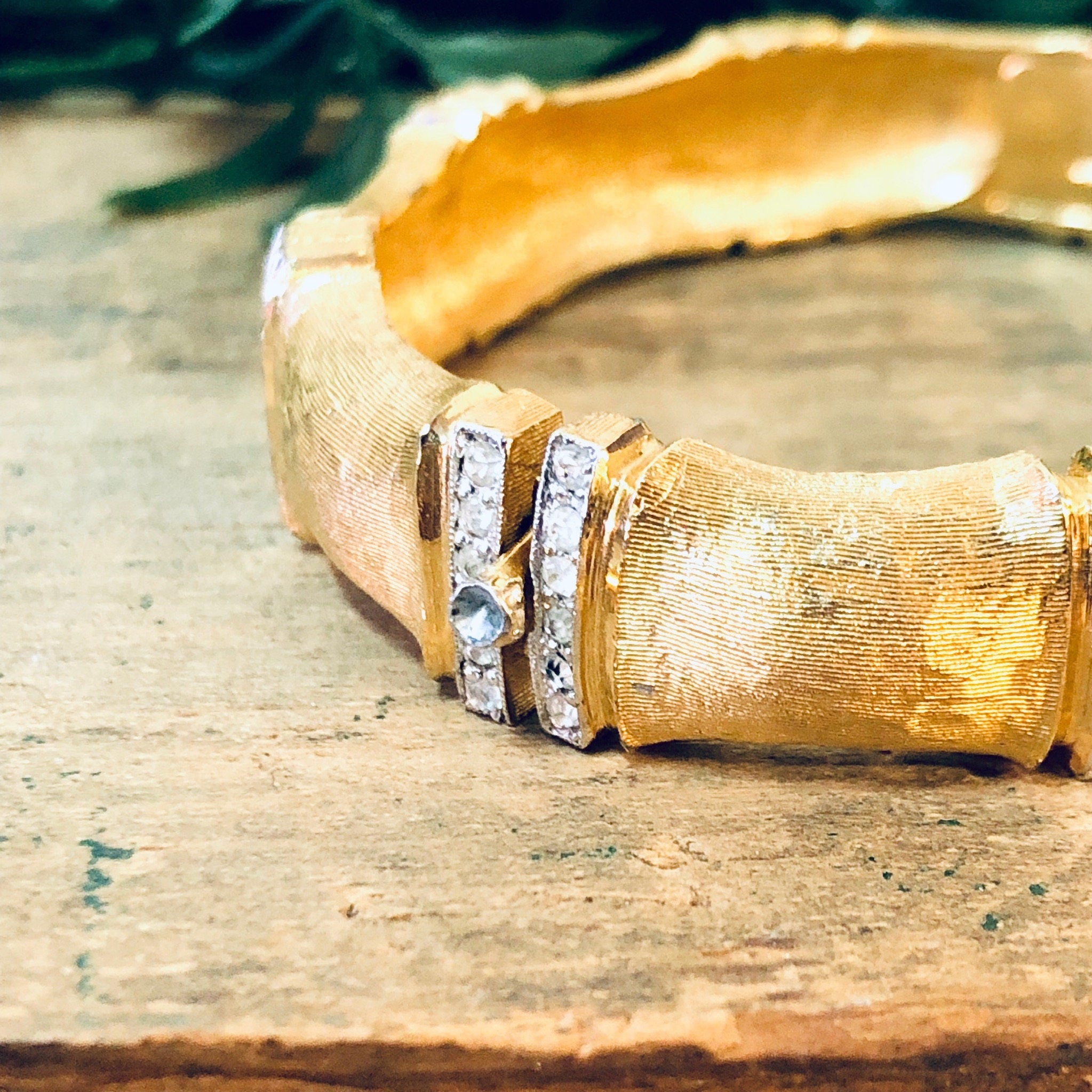 Vintage Bracelet, Gold Toned Bracelet, Joseph Mazer Bracelet, Joseph Mazer Jewelry, Vintage Jewelry, Rhinestone Bracelet, Bangle Bracelet