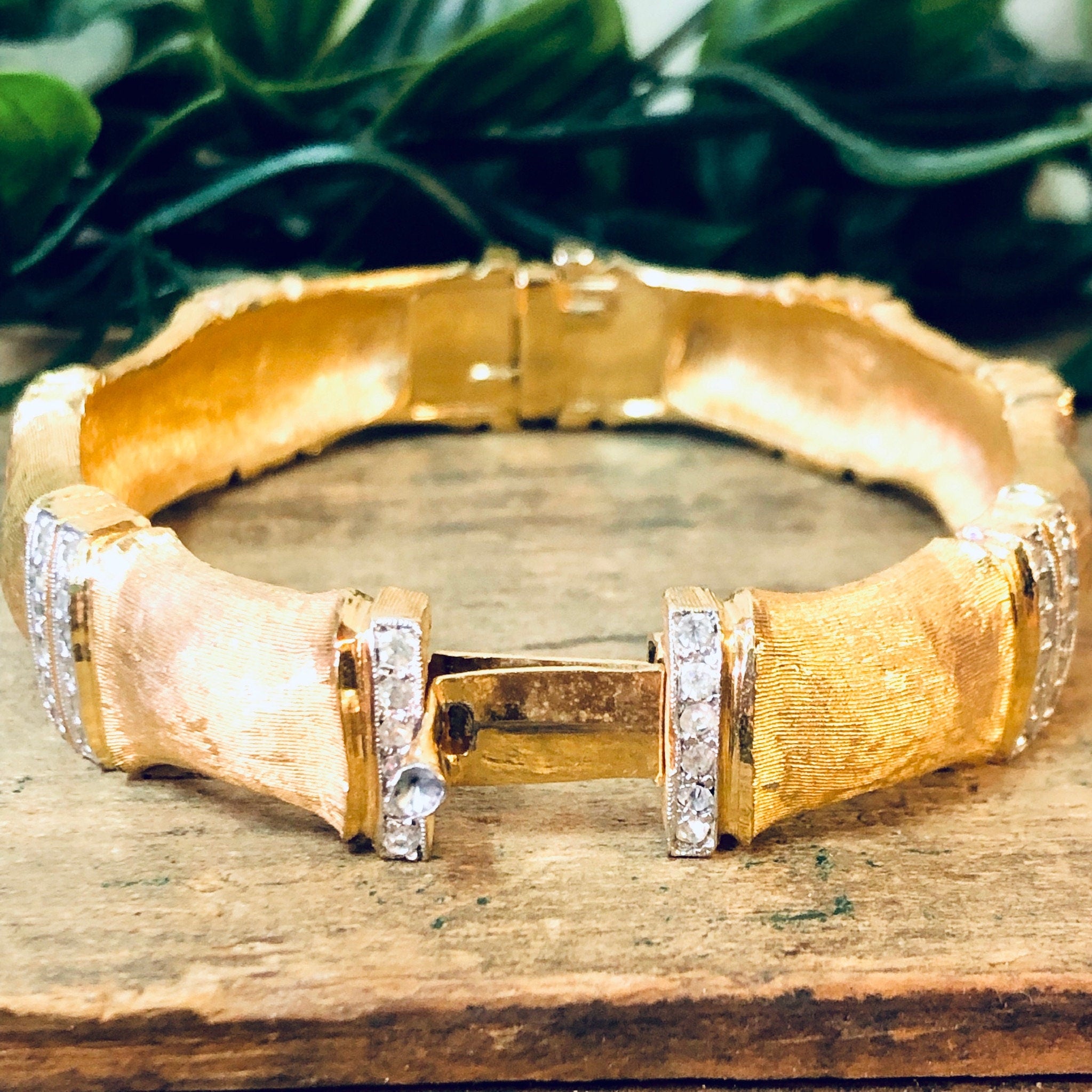 Vintage Bracelet, Gold Toned Bracelet, Joseph Mazer Bracelet, Joseph Mazer Jewelry, Vintage Jewelry, Rhinestone Bracelet, Bangle Bracelet